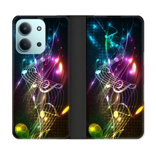 Housse cuir portefeuille Pour Xiaomi Redmi 15C 4G Musique Partition Multicolore