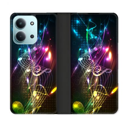 Housse cuir portefeuille Pour Xiaomi Redmi 15C 4G Musique Partition Multicolore