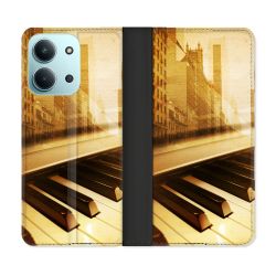 Housse cuir portefeuille Pour Xiaomi Redmi 15C 4G Musique Piano Retro