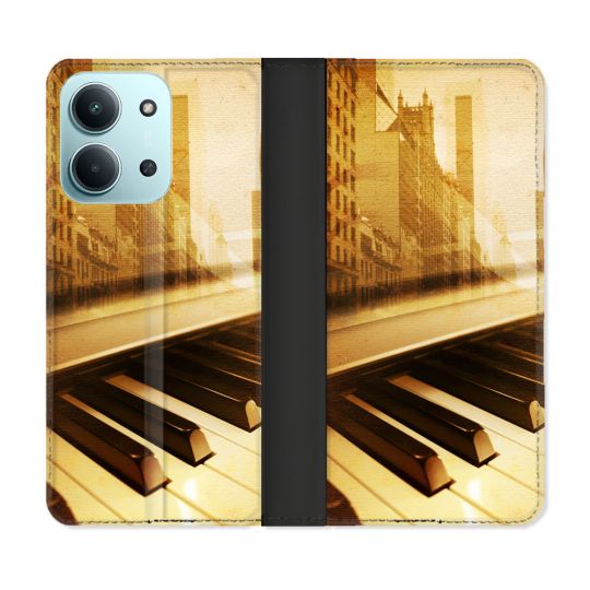 Housse cuir portefeuille Pour Xiaomi Redmi 15C 4G Musique Piano Retro