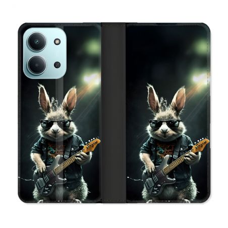Housse cuir portefeuille Pour Xiaomi Redmi 15C 4G Musique Rock Lapin