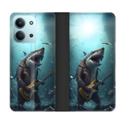 Housse cuir portefeuille Pour Xiaomi Redmi 15C 4G Musique Rock Requin