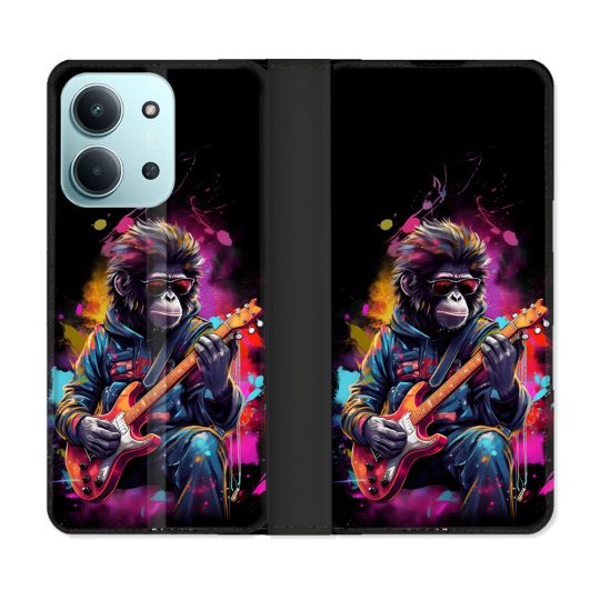 Housse cuir portefeuille Pour Xiaomi Redmi 15C 4G Musique Rock Singe