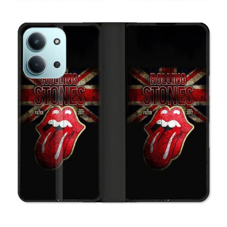 Housse cuir portefeuille Pour Xiaomi Redmi 15C 4G Musique Rolling Stones