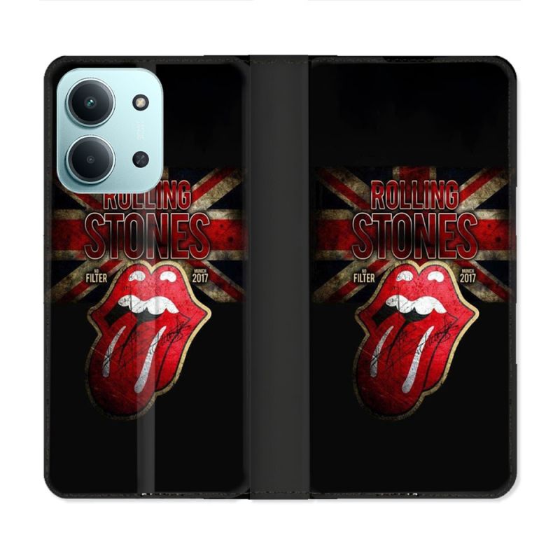 Housse cuir portefeuille Pour Xiaomi Redmi 15C 4G Musique Rolling Stones