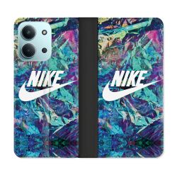 Housse cuir portefeuille Pour Xiaomi Redmi 15C 4G Nike Turquoise