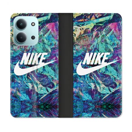 Housse cuir portefeuille Pour Xiaomi Redmi 15C 4G Nike Turquoise