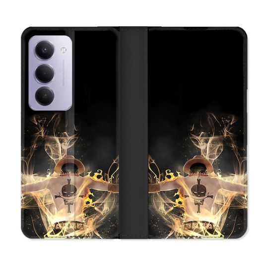 Housse cuir portefeuille Pour Xiaomi Redmi 15 5G Manga One Piece Ace Noir