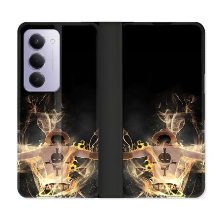 Housse cuir portefeuille Pour Xiaomi Redmi 15 5G Manga One Piece Ace Noir