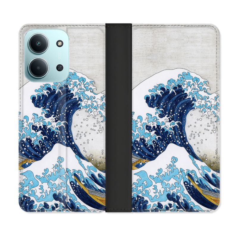 Housse cuir portefeuille Pour Xiaomi Redmi 15C 4G Peinture La Grande Vague