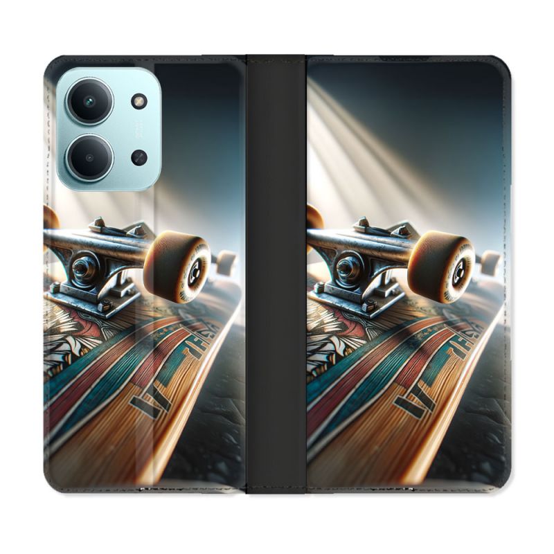 Housse cuir portefeuille Pour Xiaomi Redmi 15C 4G Planche Skate