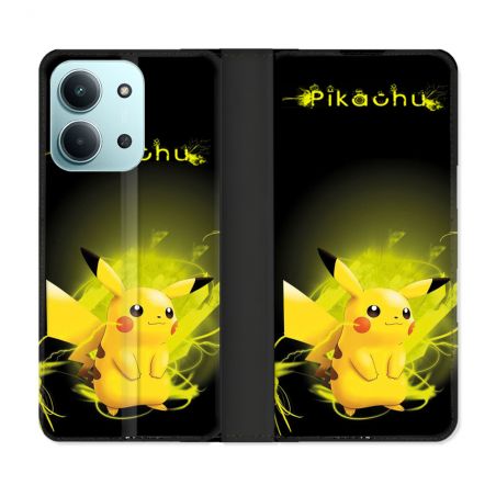 Housse cuir portefeuille Pour Xiaomi Redmi 15C 4G Pokemon Pikachu Eclair