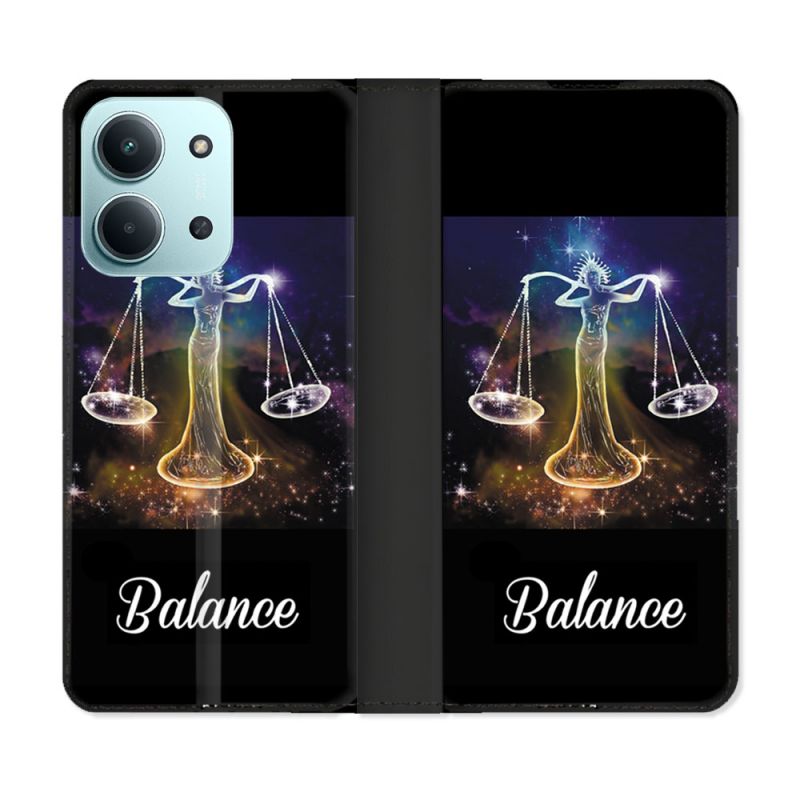 Housse cuir portefeuille Pour Xiaomi Redmi 15C 4G Signe Zodiaque 2 Balance