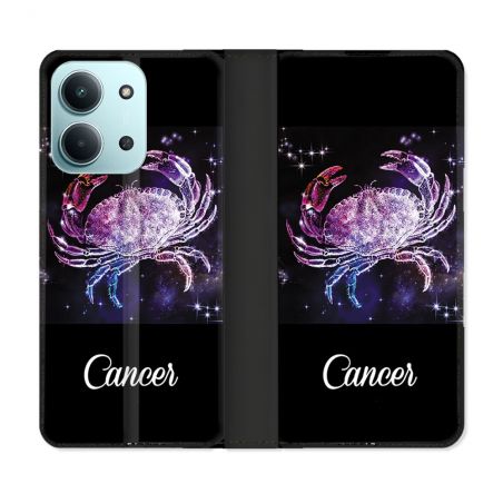 Housse cuir portefeuille Pour Xiaomi Redmi 15C 4G Signe Zodiaque 2 Cancer