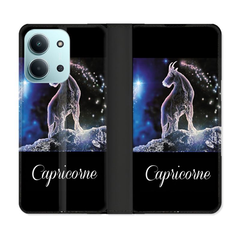 Housse cuir portefeuille Pour Xiaomi Redmi 15C 4G Signe Zodiaque 2 Capricorne