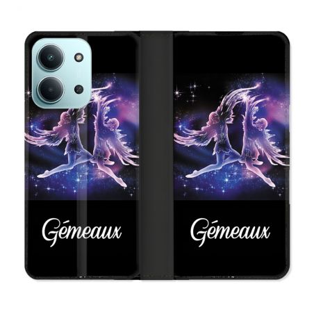 Housse cuir portefeuille Pour Xiaomi Redmi 15C 4G Signe Zodiaque 2 Gémeaux