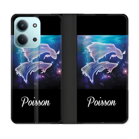 Housse cuir portefeuille Pour Xiaomi Redmi 15C 4G Signe Zodiaque 2 Poisson