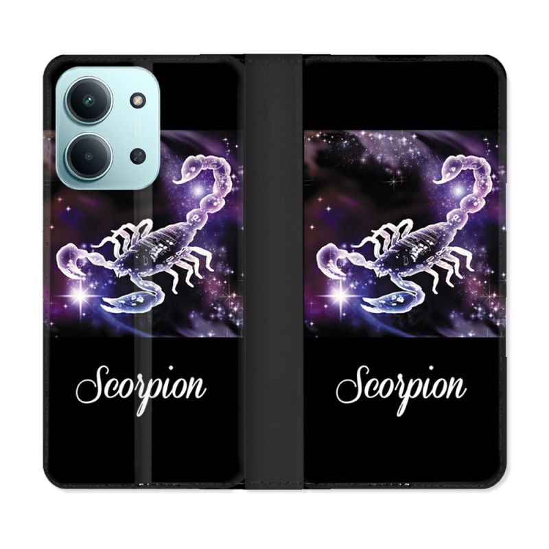 Housse cuir portefeuille Pour Xiaomi Redmi 15C 4G Signe Zodiaque 2 Scorpion