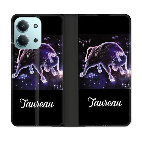 Housse cuir portefeuille Pour Xiaomi Redmi 15C 4G Signe Zodiaque 2 Taureau