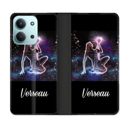 Housse cuir portefeuille Pour Xiaomi Redmi 15C 4G Signe Zodiaque 2 Verseau