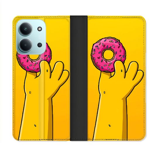 Housse cuir portefeuille Pour Xiaomi Redmi 15C 4G Simpson Donuts