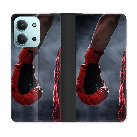 Housse cuir portefeuille Pour Xiaomi Redmi 15C 4G Sport Boxe Gant Rouge