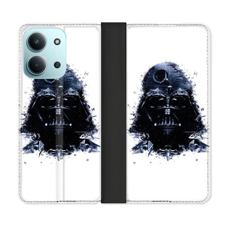 Housse cuir portefeuille Pour Xiaomi Redmi 15C 4G Star Wars - Dark Vador Blanc