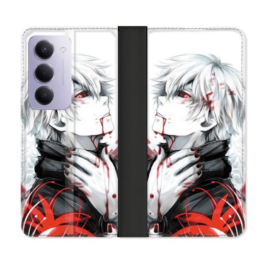 Housse cuir portefeuille Pour Xiaomi Redmi 15 5G Manga Tokyo Ghoul Kaneki Blanc