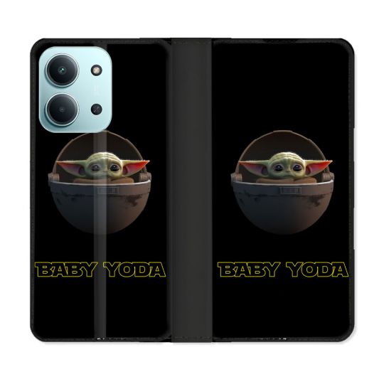 Housse cuir portefeuille Pour Xiaomi Redmi 15C 4G Star Wars - Yoda bebe noir