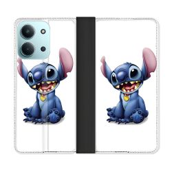 Housse cuir portefeuille Pour Xiaomi Redmi 15C 4G Stitch Blanc