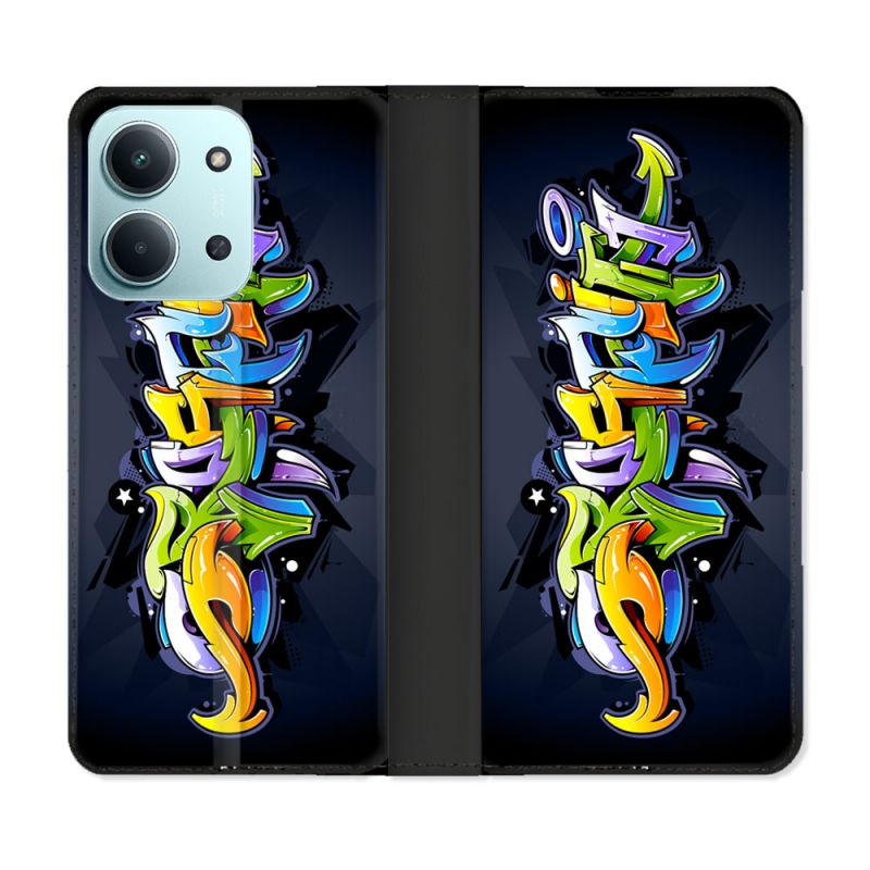 Housse cuir portefeuille Pour Xiaomi Redmi 15C 4G Street Art Graffiti