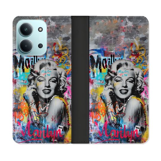 Housse cuir portefeuille Pour Xiaomi Redmi 15C 4G Street Art Maryline Monroe