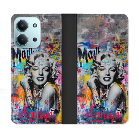Housse cuir portefeuille Pour Xiaomi Redmi 15C 4G Street Art Maryline Monroe