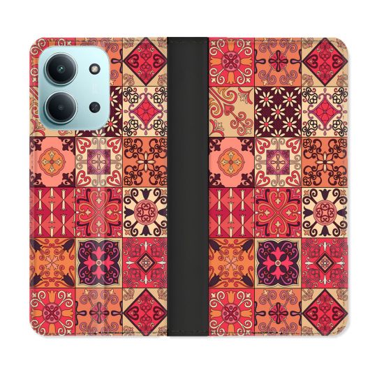 Housse cuir portefeuille Pour Xiaomi Redmi 15C 4G Texture Carreau Ciment Rouge