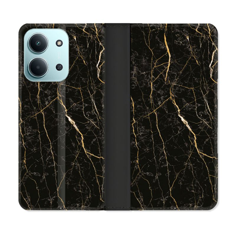 Housse cuir portefeuille Pour Xiaomi Redmi 15C 4G Texture Marbre Noir