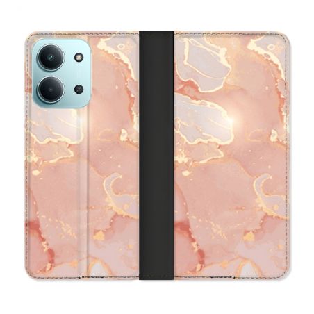 Housse cuir portefeuille Pour Xiaomi Redmi 15C 4G Texture Marbre Rose