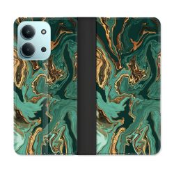 Housse cuir portefeuille Pour Xiaomi Redmi 15C 4G Texture Marbre Vert