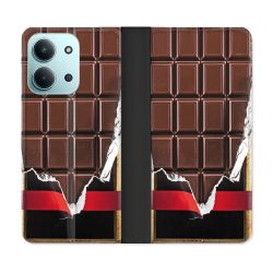 Housse cuir portefeuille Pour Xiaomi Redmi 15C 4G Texture Trompe Oeil Chocolat