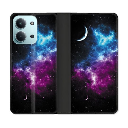 Housse cuir portefeuille Pour Xiaomi Redmi 15C 4G Univers Bleu Violet