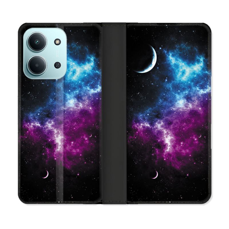 Housse cuir portefeuille Pour Xiaomi Redmi 15C 4G Univers Bleu Violet