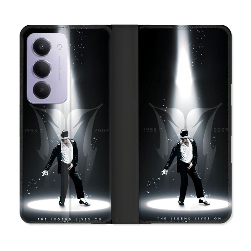 Housse cuir portefeuille Pour Xiaomi Redmi 15 5G Michael Jackson Noir