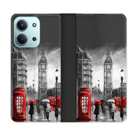 Housse cuir portefeuille Pour Xiaomi Redmi 15C 4G Voyage Angleterre Londres Vintage
