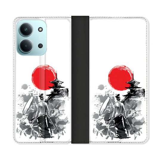 Housse cuir portefeuille Pour Xiaomi Redmi 15C 4G Voyage Japon Femme