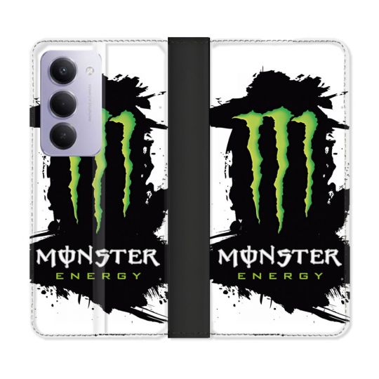 Housse cuir portefeuille Pour Xiaomi Redmi 15 5G Monster Energy Tache
