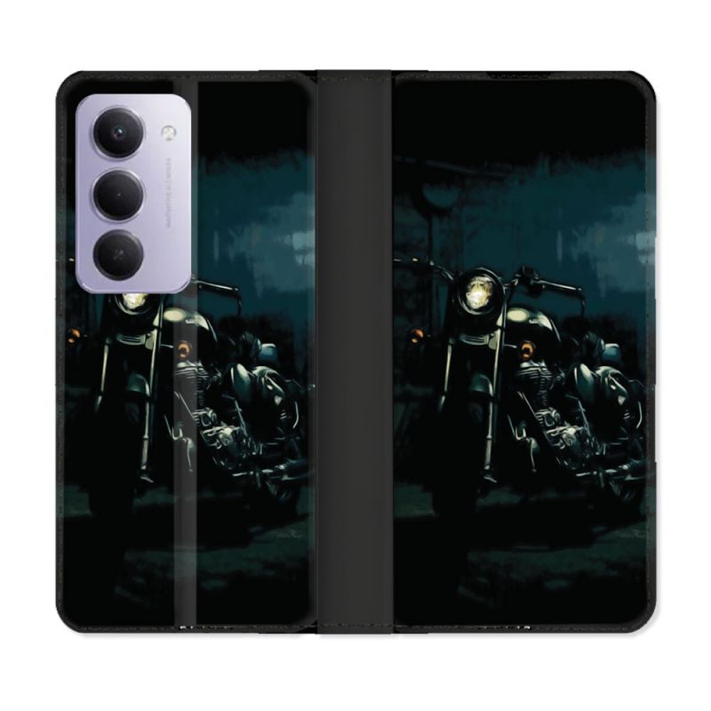 Housse cuir portefeuille Pour Xiaomi Redmi 15 5G Moto Harley Vintage
