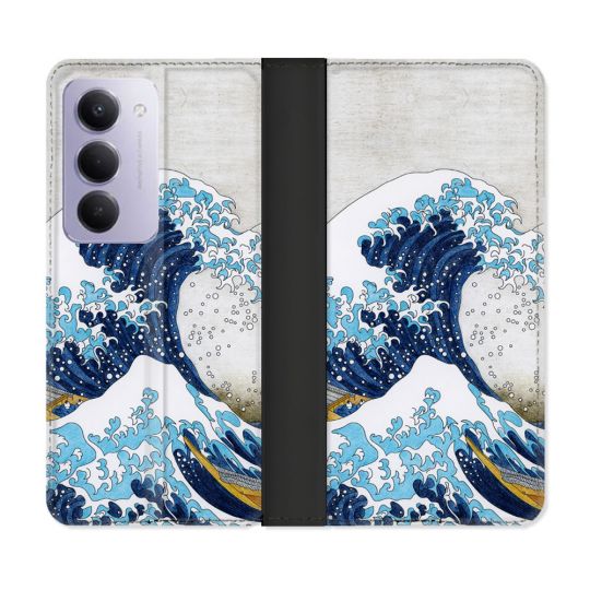 Housse cuir portefeuille Pour Xiaomi Redmi 15 5G Peinture La Grande Vague