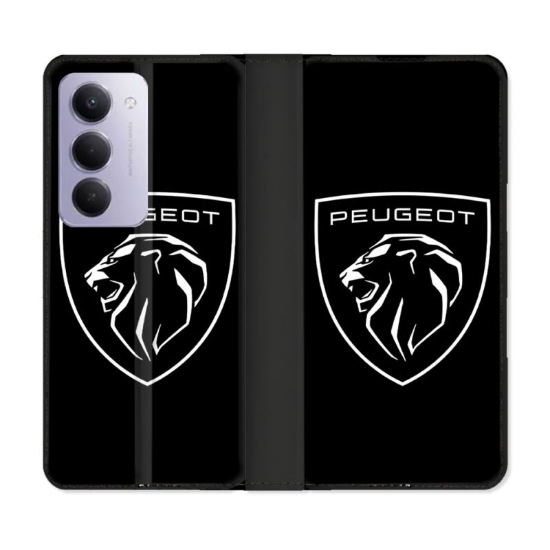 Housse cuir portefeuille Pour Xiaomi Redmi 15 5G Peugeot