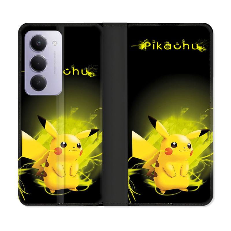 Housse cuir portefeuille Pour Xiaomi Redmi 15 5G Pokemon Pikachu Eclair