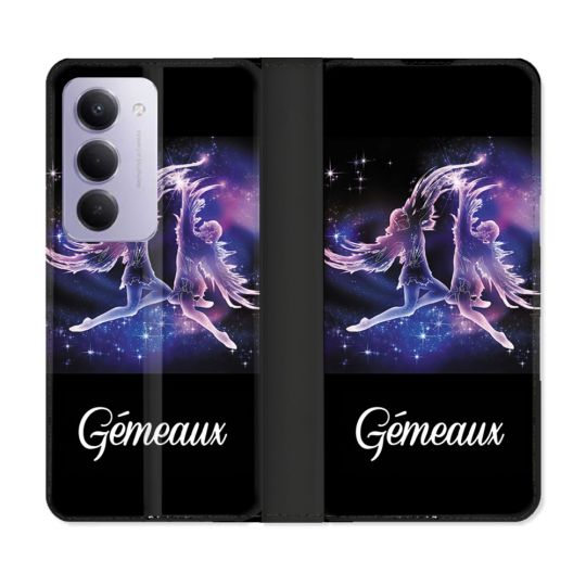 Housse cuir portefeuille Pour Xiaomi Redmi 15 5G Signe Zodiaque 2 Gémeaux