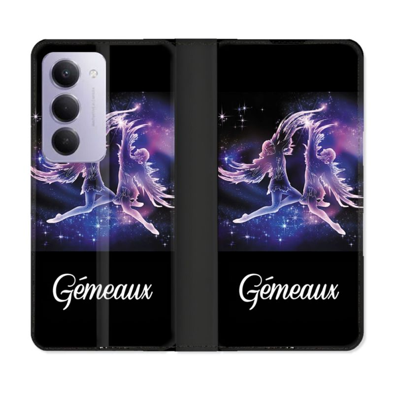 Housse cuir portefeuille Pour Xiaomi Redmi 15 5G Signe Zodiaque 2 Gémeaux